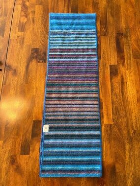 Blue Multi-Striped Knit Scarf